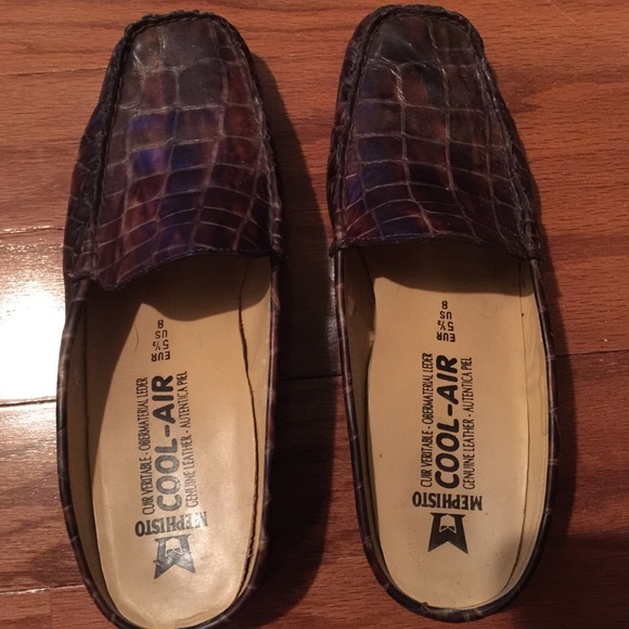 Brown MEPHISTO Moc Croc Mules 8M - Picture 2 of 7